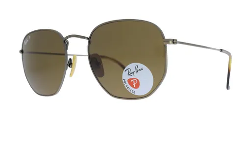 RAY-BAN HEXAGONAL Titanium Gold/Brown Polarized RB8148 920757 54 - Elegante Sonnenbrille mit polarisierten Gläsern, perfekt für stilvolle Auftritte. Hochwertiger Titanrahmen in Gold sorgt für Leichtigkeit und Komfort im Alltag.