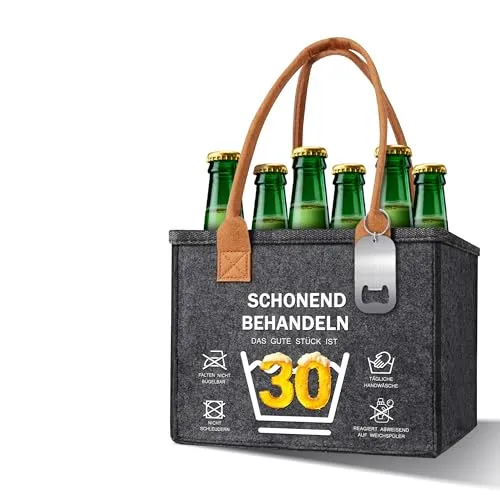 Geburtstag Mann, Männerhandtasche Bier mit Flaschenöffner und Grußkarte,30.Geburtstag Mann Bier Geschenkbeutel,Geschenke zum 30 Geburtstag Mann 30