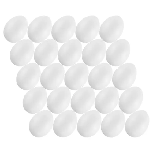MCE-Commerce A636025-1 Kunststoff Eier 6 cm, 25 Stück, zum Basteln und Dekorieren an Ostern, Weiss, Weiß