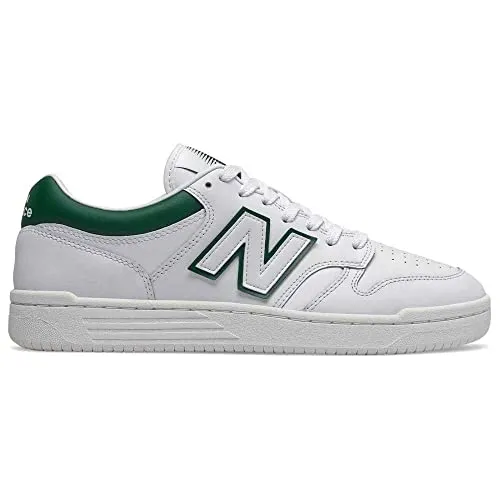New Balance Herren 480 Sneaker, Weiss, 38 EU - Damenmode mit Basketball-inspiriertem Design, strapazierfähiger Gummi-Außensohle und zusätzlicher Stabilität durch verlängerten Einsatz und widerstandsfähige Fersenkappe.
