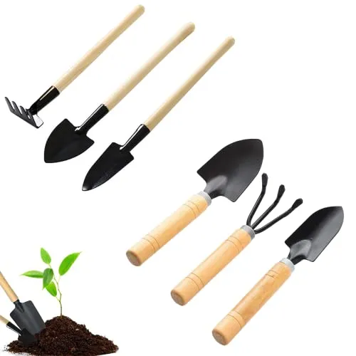 Gartenwerkzeug Set, 6-teiliges Gartengeräte Set Mini Gartengeräte Gartenschaufel Klein, Holzgriff Handheld Garten Schaufeln Garten Handwerkzeuge für Bonsai Werkzeug Pflanze Topfblumen