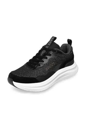 Sneaker SOCCX Damen Schwarz Gr. 37 - Moderne Sneaker für Damen mit Fersenstabilisator, ideal für Casual-Looks und optimalen Tragekomfort dank weichem Wechselfußbett.