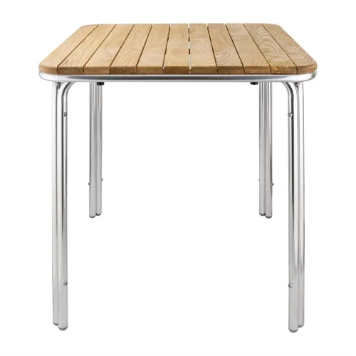 Bolero quadratischer Tisch Eschenholz 70cm - Gartentisch aus Eschenholz, rostfrei und wetterbeständig, ideal für Straßencafés und Restaurants, leichtgewichtig und stilvoll.