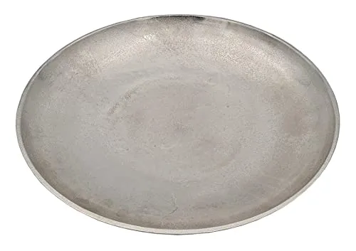 Meinposten Dekoschale MILA - stilvolle silberne Metall Schale - Dekoschalen aus massivem Metall, ideal für saisonale Deko und als praktische Ablage für Schlüssel oder Kerzen. Ø 38 cm, elegantes Design in Silber.