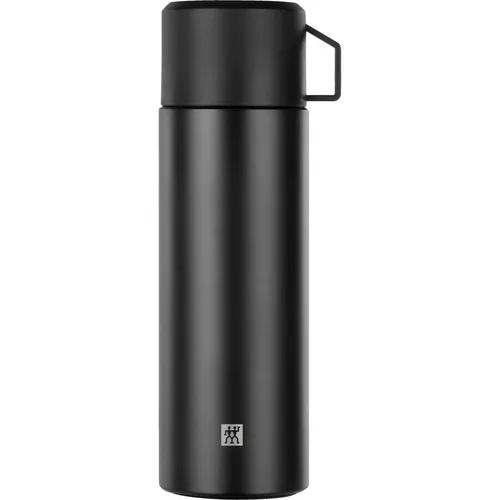 Zwilling Thermo Isolierflasche 1 L mit integrierter Tasse, Schwarz - Thermobehälter mit doppelwandiger Isolierung, ideal für heiße und kalte Getränke, perfekt für unterwegs.
