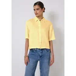 STREET ONE STUDIO Kurzarmbluse mit Knopfleiste - Blusenshirts für Damen, modische Kurzarmbluse im Cropped-Style aus 100% Leinen – ideal für heiße Sommertage mit einem lässigen Hemdkragen.