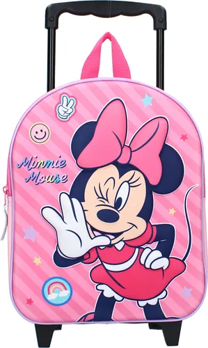 Vadobag Trolley-Reiserucksack 3D Minnie Mouse Fashion Besties - Schulranzen mit 3D Minnie Mouse Design, kompakt und leicht zu reinigen – perfekt für Schule und Freizeit!