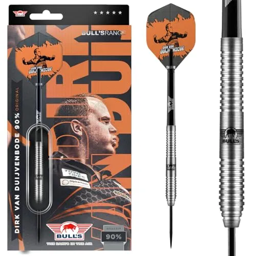 Bull's Dirk Van Duijvenbode 90% Tungsten Steel Tip Darts - 22g Professional Darts Set