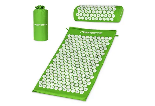 Akupressurmatte Premium Set - inkl. Matte, Kissen & App - Massagegeräte zur Selbstbehandlung von Verspannungen, mit 303 Akupressurblöcken für effektive Schmerztherapie und Förderung der Durchblutung. Bezug aus 100% Baumwolle, waschbar und hautfreundlich.