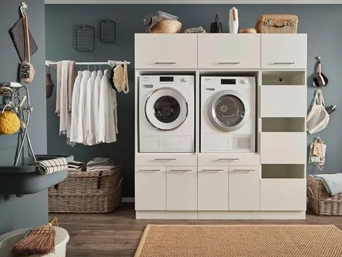 möbelando Waschmaschinenumbauschrank >LAUNDREEZY< in weiß - 185x200x67,5 (BxHxT)