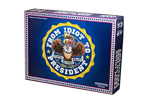 From Idiot to President Brettspiel - Gesellschaftsspiel mit satirischem Humor, ideal für unterhaltsame Spieleabende mit Freunden und Familie