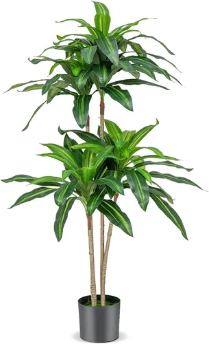 Costway Kunstpflanze Dracaena, 140 cm - Künstliche Pflanzen mit 92 realistischen Blättern, ideal für pflegeleichte Dekoration. Bringen Sie Eleganz und Natur in Ihr Zuhause ohne Wartungsaufwand!