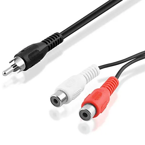 BestPlug 1,5 Meter Y Audio RCA Kabel Adapter Verteiler Splitter Weiche, 1 Cinch Stecker männlich auf 2 L-R Cinch Buchse Kupplung weiblich, Schwarz