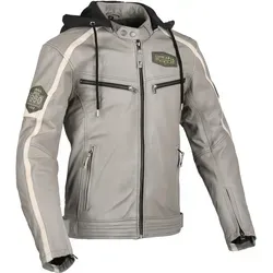 DIFI Motorradjacke Detroit 2 - Bunt/Grau/Schwarz, Größe 56 - Hochwertige Motorrad Lederjacke aus 100% Rindsleder, ideal für Sicherheit und Stil auf jeder Fahrt. Perfekt für Motorradfahrer, die Komfort und Schutz suchen.