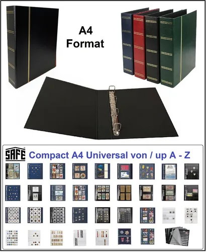 SAFE-116-5-Ringbinder-A4-Premium-Schwarz-+-Goldprägung-leer-Für-80-Hüllen