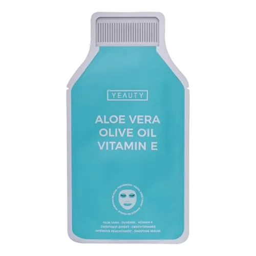 YEAUTY SMOOTHIE Tuchmaske Aloe Vera, Olivenöl & Vitamin E – Feuchtigkeitsspendende Gesichtsmaske für intensive Pflege, strahlende Haut – 100% biologisch abbaubar – 1er Pack
