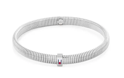 Tommy Hilfiger Dehnbarer Armreif für Damen aus Edelstahl – Stilvoll in Silber, Gold, Roségold oder Bicolor - Armbänder für Damen – Eleganter, dehnbarer Armreif aus Edelstahl mit emaillierter Tommy Hilfiger Flagge, der sich sanft an dein Handgelenk anschmiegt und mühelos getragen werden kann.