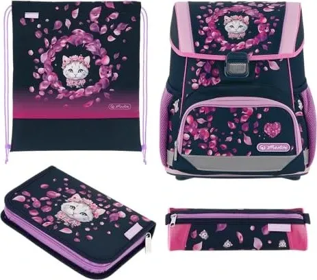herlitz Schulranzen Set 4-teilig Loop Blossom Dance Schwarz Pink