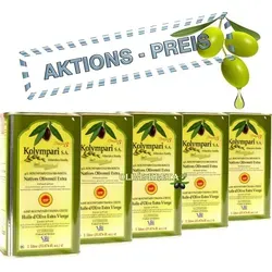 5x KOLYMPARI PDO 04035 Natives Olivenöl Extra 5 Liter (AKTION 5 x 1 Liter Dosen)