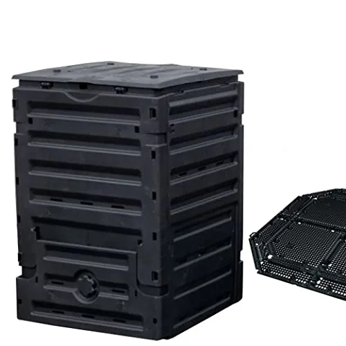 Geschlossener Schnellkomposter 300L aus Kunststoff: Garantia Komposter ECO Master mit Bodengitter 628000 witterungsbeständig aus 100% PP, biologischer Gartenkomposter/Thermokomposter