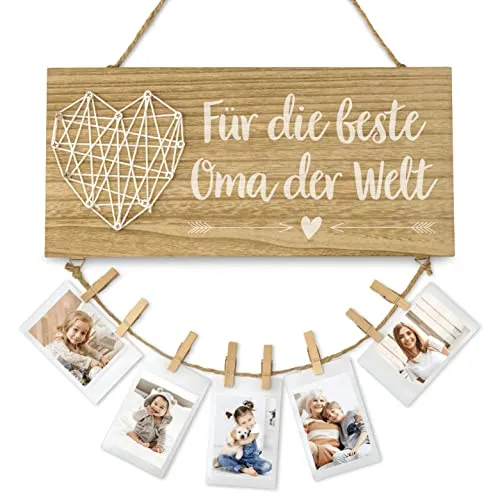 Darlena Für die beste Oma der Welt | Oma Geschenk, Geburtstagsgeschenk | Holzschild mit Spruch | Tolles Geschenk für Oma zum Geburtstag, Muttertag oder Weihnachten