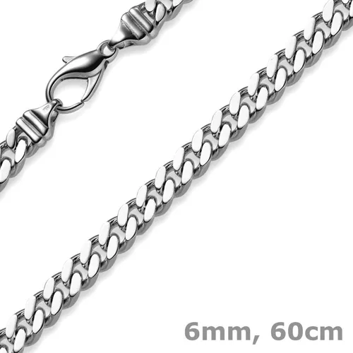 6mm Panzerkette Kette Collier aus 750 Gold Weißgold massiv 60cm Goldkette Herren