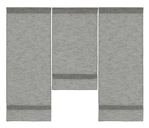 Design Mini Flächenvorhang Set grau kariert - 3 Teile für stilvolle Fensterdekoration - Schiebevorhänge im Hygge Style mit halbtransparentem Karo-Muster, ideal für eine gemütliche Atmosphäre. Waschbar bei 30°C, Gesamtbreite 90cm.