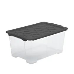 Rotho EVO SAFE Box mit Deckel - 44 Liter, anthrazit - Aufbewahrungsboxen aus lebensmittelechtem PP, ideal für die sichere Lagerung von Spielzeug, Küchengeräten oder Lebensmitteln. Stapelbar und platzsparend, mit praktischen Klick-Deckeln für optimale Aufbewahrung.