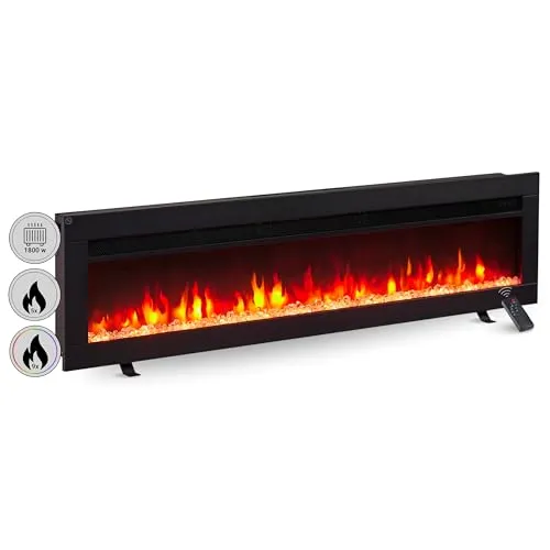 BALDERIA Elektrokamin Agnes 50 – Schwarz, 1000/1800 Watt - Dekokamin mit realistischem Flammeneffekt, perfekt für eine gemütliche Atmosphäre in jedem Raum.