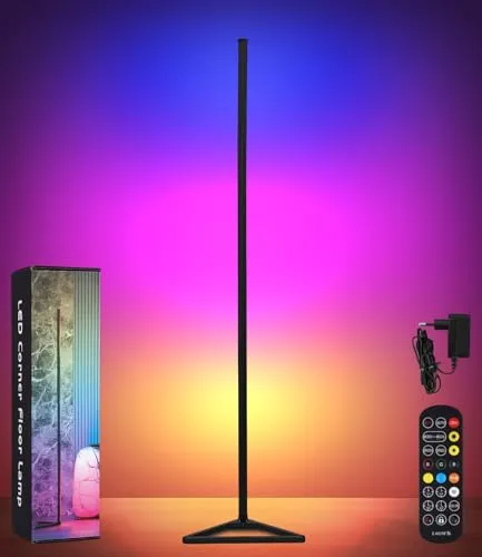 Zaxiva LED Stehlampe Wohnzimmer, RGB Ecklampe Dimmbar mit Fernbedienung