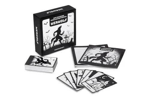 Goods+Gadgets Spiel Werwölfe Party Rollenspiel Deluxe – Spiel mit 30 Charakterkarten, Original Werwolf Kartenspiel, Gesellschaftsspiel