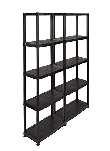 Kreher Kunststoffregal 2 Stück, Lagerregal mit 5 Böden - Papierschneidemaschinen – Robuste und umweltfreundliche Kunststoffregale mit 125 kg Traglast, ideal für Ordnung in Haushalt, Keller und Garten, einfach im Aufbau ohne Werkzeuge!