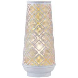 Marrakesch Nachttischlampe Qantas klein weiß - Nachttischleuchten: Handgefertigte Tischlampe mit E27 Fassung, vereint modernes Design und natürliche Elemente für eine gemütliche Atmosphäre in Ihrem Zuhause.