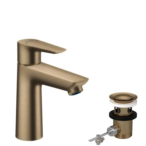hansgrohe Talis E Wasserhahn - Wassersparende Armatur in Brushed Bronze - Touch-On-Wasserhähne für Badezimmerwaschbecken, mit EcoSmart Technologie für maximal 5 l/min, ideal für umweltbewusste Nutzer.