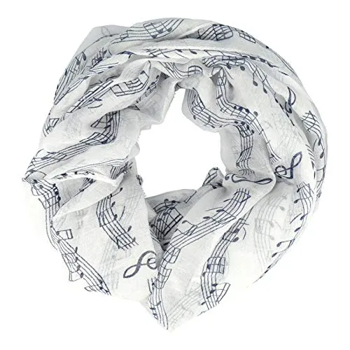 mugesh Rund-Schal Notenzeile groß in weiß von Mugesh