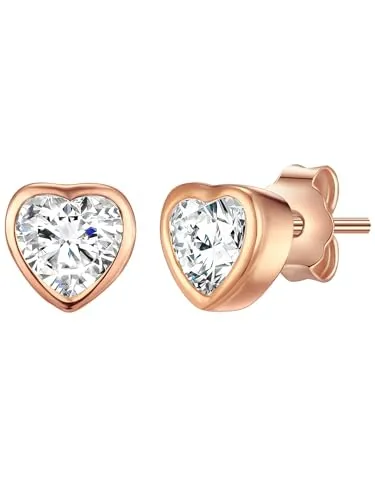 Rafaela Donata Damen Ohrstecker Herz aus 925/- Sterling Silber - Ohrringe für Damen, rosevergoldet mit Zirkonia, inklusive hochwertiger Schmuckbox für stilvolle Aufbewahrung.