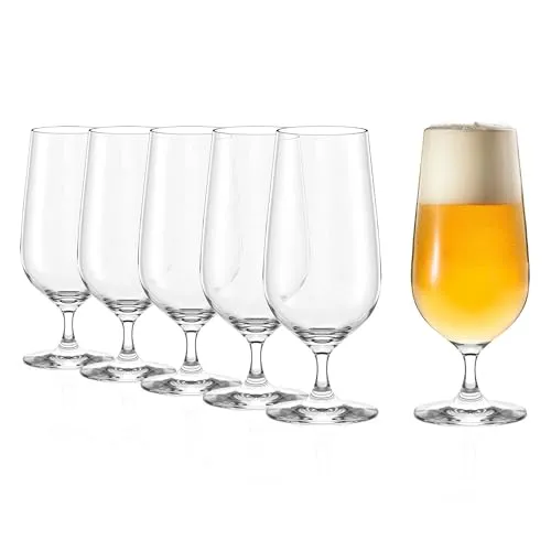 Stölzle Lausitz Grand Cuvée Biergläser 6er Set - Biergläser Set aus robustem Kristallglas, stoßfest und spülmaschinengeeignet – ideal für stilvolle Feiern und optimalen Schaum.