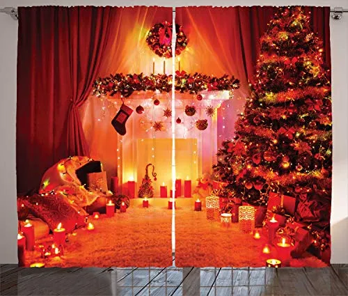 ABAKUHAUS Weihnachten Rustikaler Gardine in orange von Abakuhaus