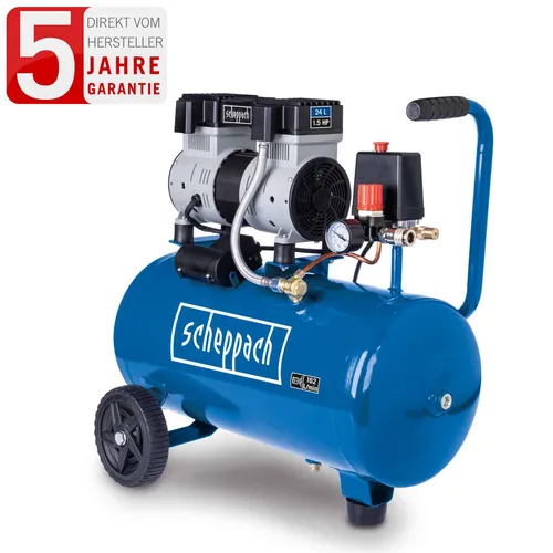 Silentkompressor HC26Si - Ölfreier Kompressor mit 24 l Kessel und max. 8 bar Arbeitsdruck, ideal für geräuschempfindliche Anwendungen und vielseitige Einsatzmöglichkeiten.