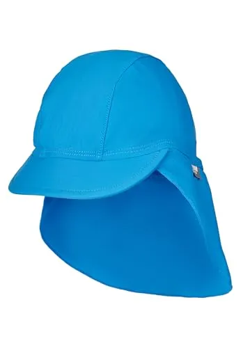 Sterntaler Schirmmütze Uni – Unisex Baby Sommermütze und Nackenschutz – UV-Schutz 50+ Mütze aus Bademodenstoff – Leicht & schnelltrocknend – Kinder Kopfbedeckung - Bademode - Farbe leuchtblau, Größe 53