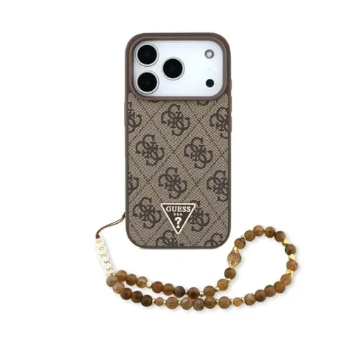 CG MOBILE Guess 4G Strap Triangle Logo kompatibel mit MagSafe Hülle für iPhone 17 Pro (Braun)