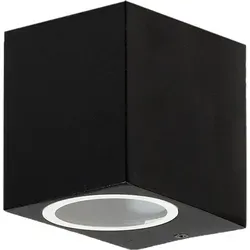 Grafner Aluminium Wandlampe schwarz, mit nach unten gerichtetem Lichtschein, IP44, GU10 Fassung, Wandleuchte eckig Down Light Wand Lampe Außen Hof...