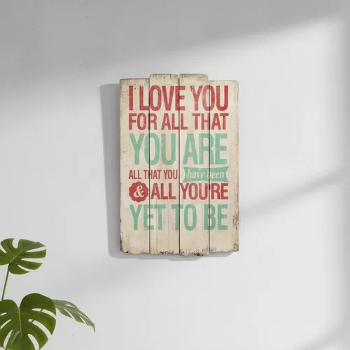 Holzbild Wandbild Wanddekoration Wand Bild Holzschild 60cm Love used look Retro