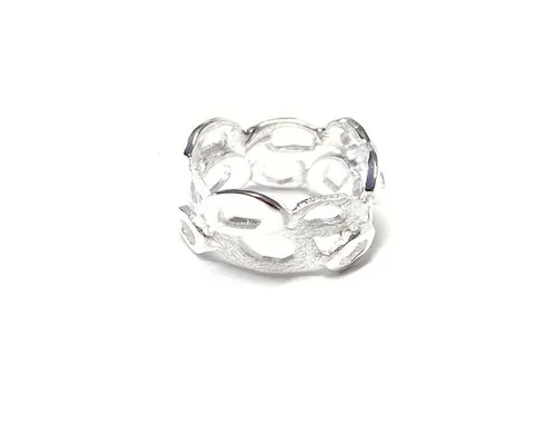 Edelschmiede925 Silberring Bandring 925 Silber eismatt mit polierten Zierelementen #52