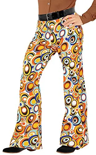 W WIDMANN MILANO 70er Jahre Herrenhose - Schlaghose im Disco Style - Kostüm-Outfits für Erwachsene: Authentische Schlaghose im bunten Retro-Design, perfekt für Mottopartys und Festivals – ein Must-have für Disco-Fans!