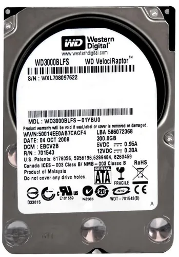 Produktbild WESTERN DIGITAL VELOCIRAPTOR 300GB 10000U/min 16MB SATA II WD3000BLFS 2.5'' Zoll