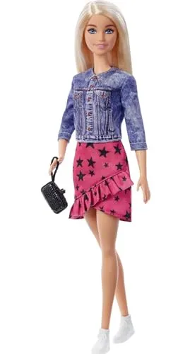 Barbie GXT03 - „Bühne Frei für große Träume Malibu Puppe (ca. 30 cm groß, blond) mit Jacke, Rock und Zubehörteilen, Spielzeug Geschenk für Kinder ab 3 Jahren