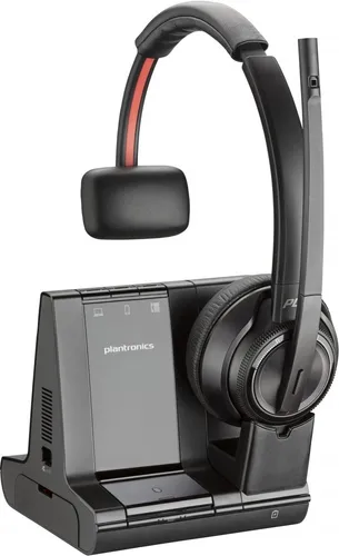 POLY Savi 8210 UC DECT Headset - Kabelloses USB-A-Headset für Anrufe und Musik mit einer Reichweite von bis zu 180 m. Ideal für professionelle Nutzer, die Mobilität und Klangqualität schätzen.