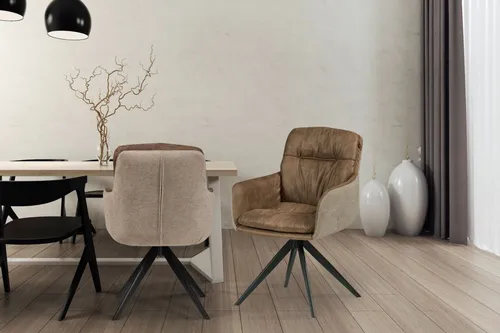 Kayoom Polsterstuhl Dian 125, 360-Grad drehbar, braun, bequem und stilvoll - Eleganter Polsterstuhl für Küche und Esszimmer, mit hochwertiger Verarbeitung und 360-Grad Drehfunktion. Ideal für angenehme Sitzmomente bei maximaler Belastbarkeit von 130 kg.