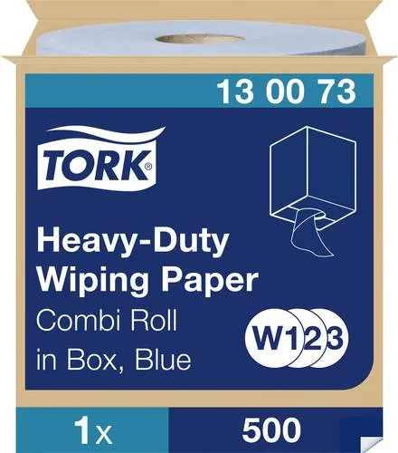 Tork Putztuchrolle 130073, W1/W2/W3, blau, 2-lagig - Bienenwachstücher, 2-lagiges Tissue in Premium-Qualität, besonders saugfähig und ideal zum Entfernen von Öl und Schmutz. Perfekt für das Tork Spendersystem.